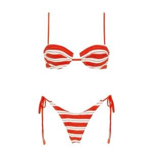 Red striped triangl bikini